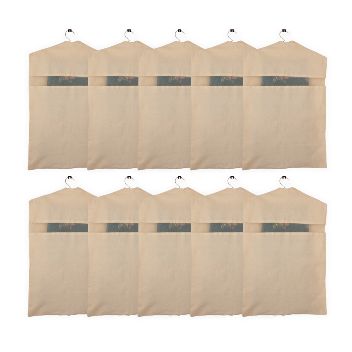 Set of 10 Hanging Cotton Saree Covers – Off-White (28x18")