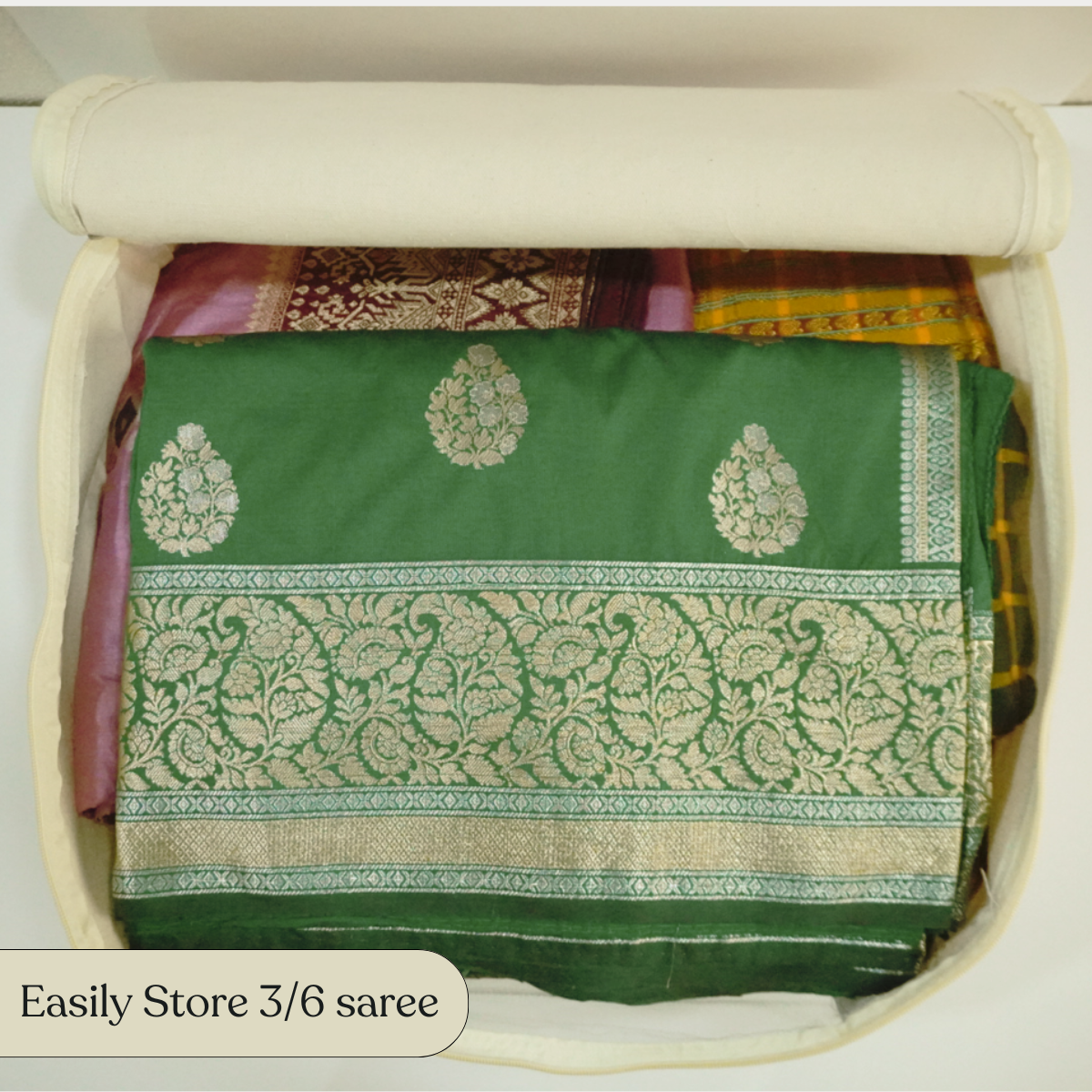 Pack of 5 Cotton Canvas Storage Bags – Off-White (18x16x4.5")