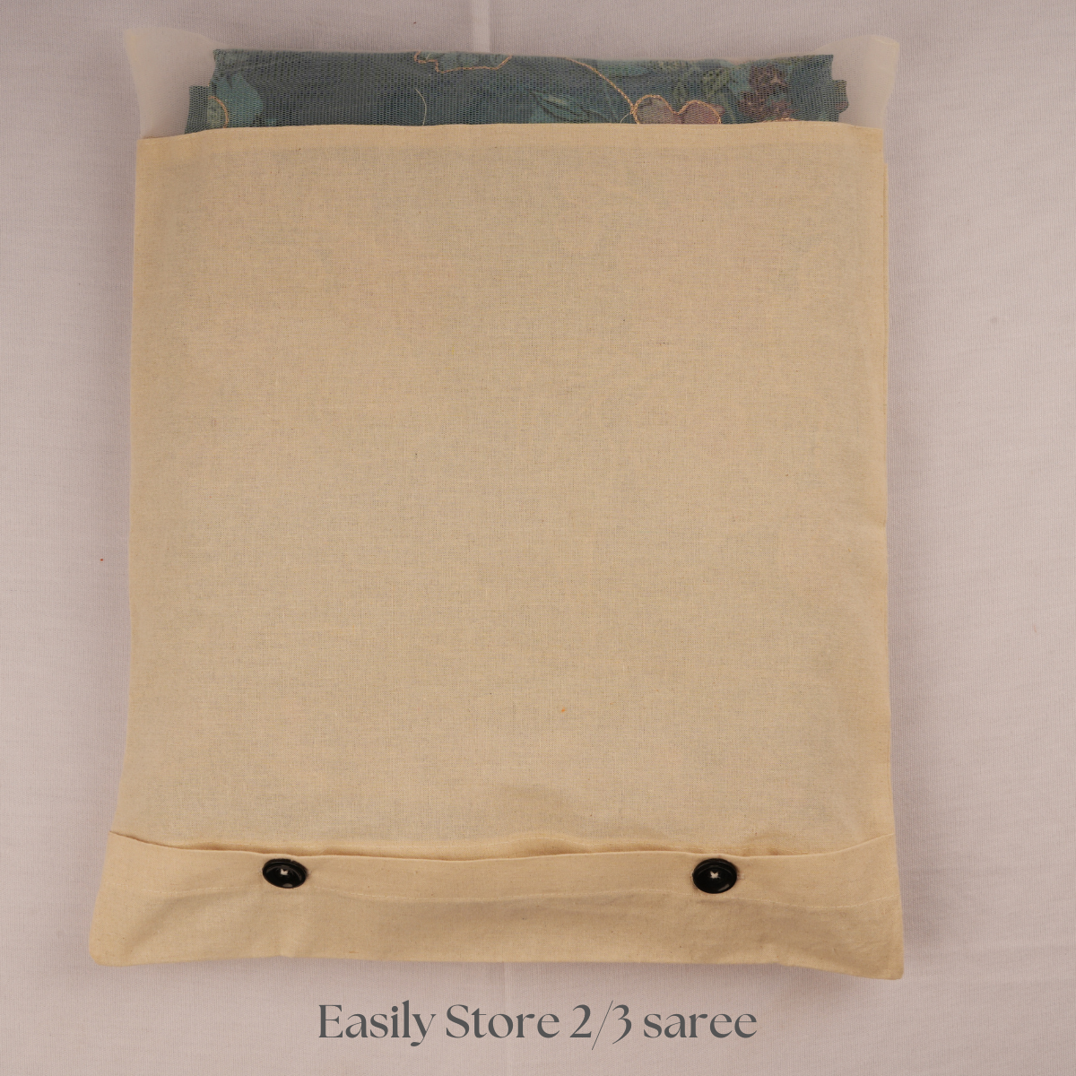 Pack of 10 Cotton Saree Covers – Button Closure with Net Window (16x14")