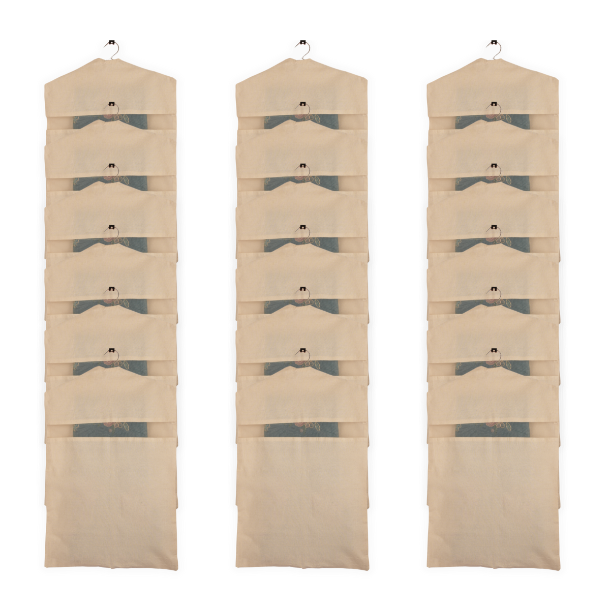 Set of 18 Hanging Cotton Saree Covers – Off-White (28x18")