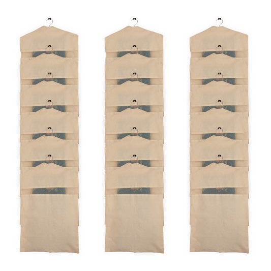 Set of 18 Hanging Cotton Saree Covers – Off-White (28x18")