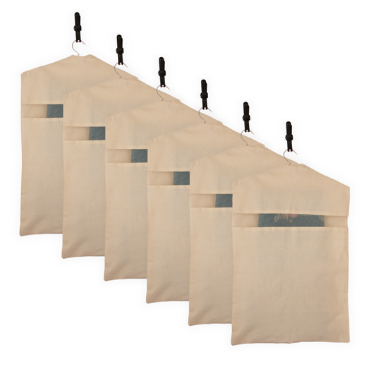 Set of 6 Hanging Cotton Saree Covers – Off-White (28x18")