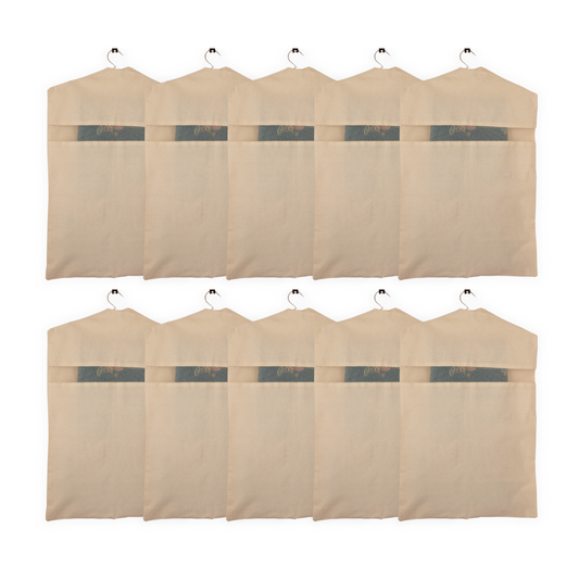 Set of 10 Hanging Cotton Saree Covers – Off-White (28x18")