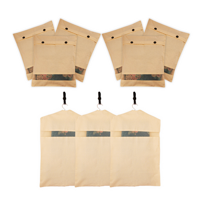 Combo: 3 Hanging Saree Covers (28x18") + 6 Button Cotton Saree Covers