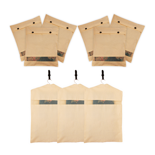 Combo: 3 Hanging Saree Covers (28x18") + 6 Button Cotton Saree Covers