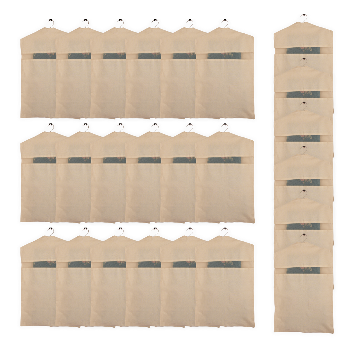 Set of 24 Hanging Cotton Saree Covers – Off-White (28x18")