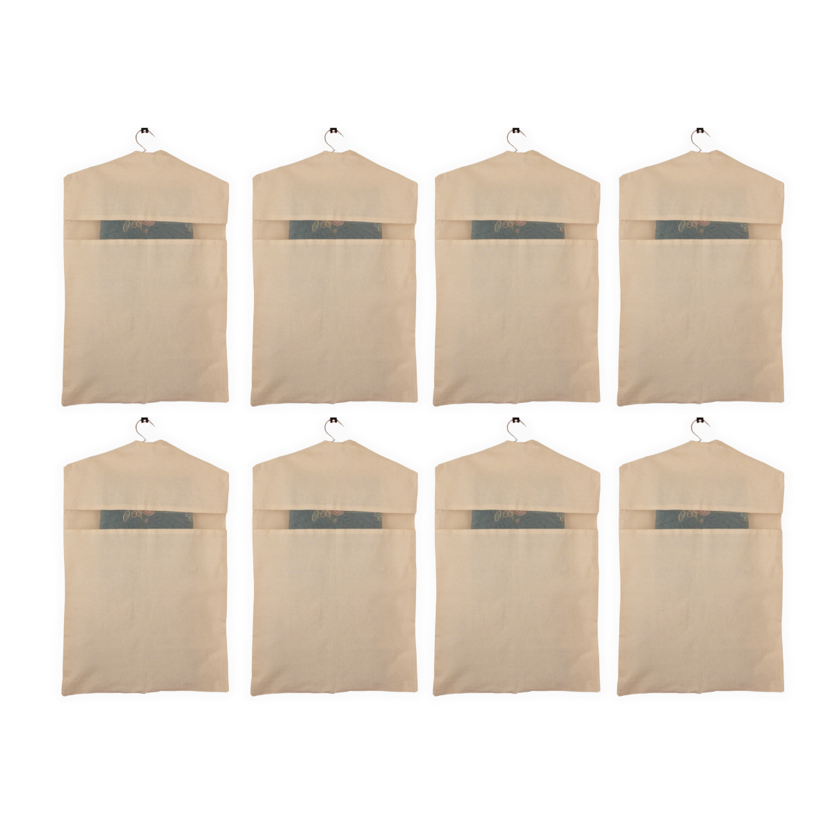 Set of 8 Hanging Cotton Saree Covers – Off-White (28x18")