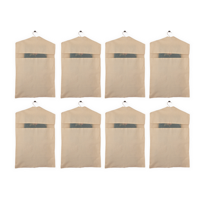 Set of 8 Hanging Cotton Saree Covers – Off-White (28x18")