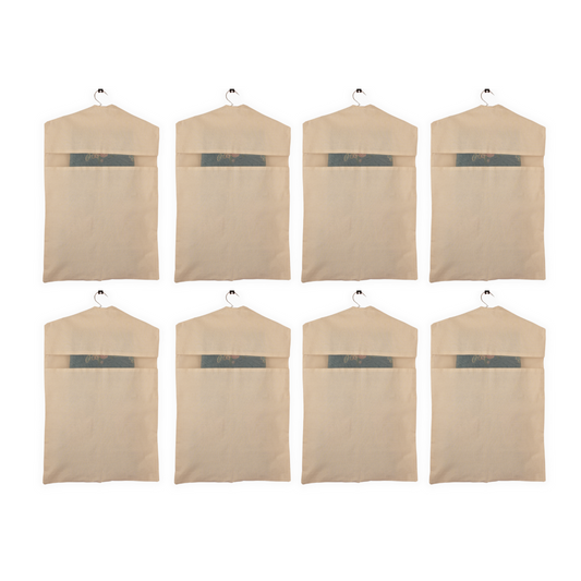 Set of 8 Hanging Cotton Saree Covers – Off-White (28x18")