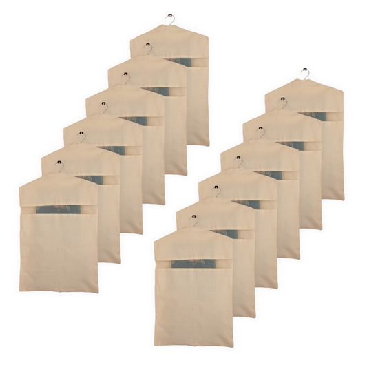 Set of 12 Hanging Cotton Saree Covers – Off-White (28x18")