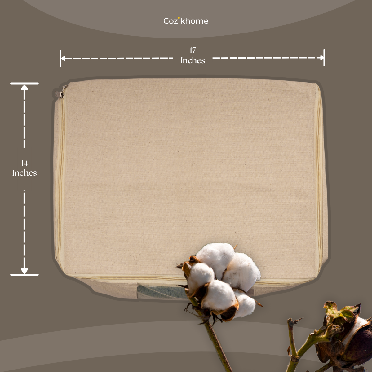 Combo: 3 Cotton Storage Bags (17x14x7") + 6 Zipper Cotton Saree Covers