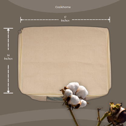 Pack of 5 Cotton Canvas Storage Bags – Off-White (17x14x7")