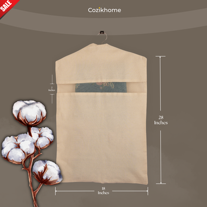 Set of 12 Hanging Cotton Saree Covers – Off-White (28x18")