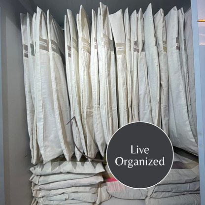 Combo: 3 Cotton Storage Bags (17x14x7") + 6 Button Cotton Saree Covers + 3 Hanging Covers (28x18")