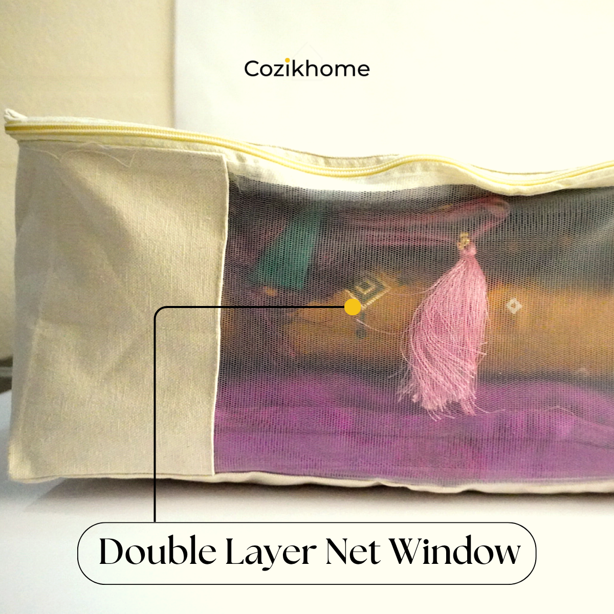 Pack of 7 Cotton Canvas Storage Bags – Off-White (17x14x7")
