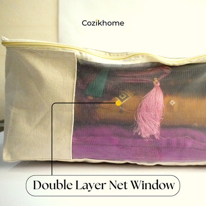 Pack of 7 Cotton Canvas Storage Bags – Off-White (17x14x7")