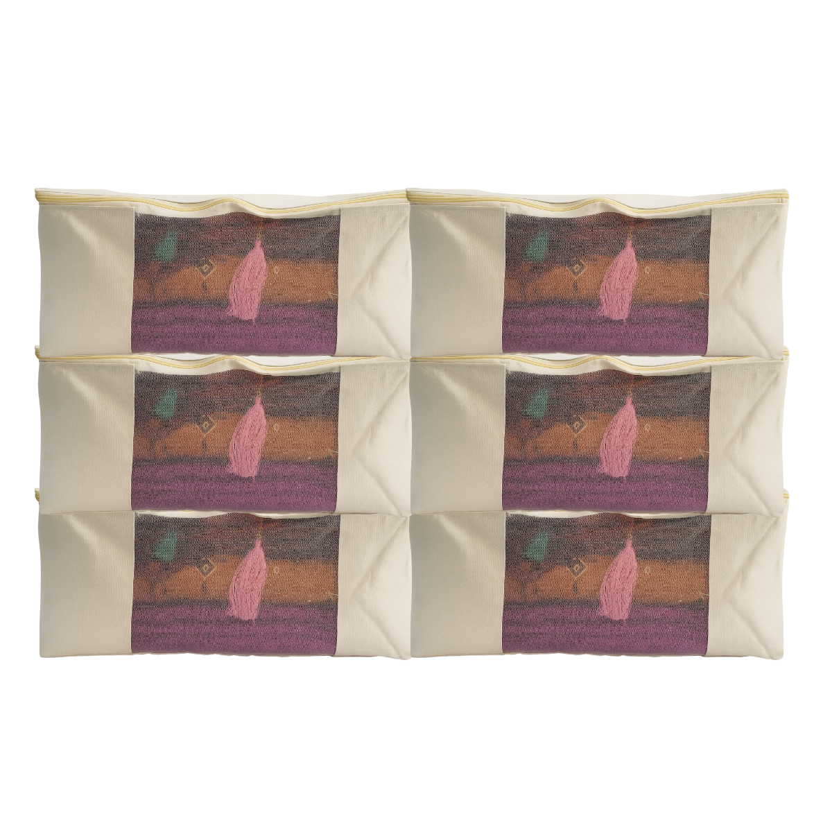 Pack of 6 Cotton Canvas Storage Bags – Off-White (17x14x7")