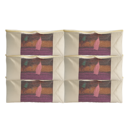 Pack of 6 Cotton Canvas Storage Bags – Off-White (17x14x7")