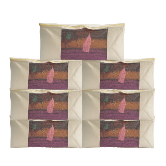 Pack of 7 Cotton Canvas Storage Bags – Off-White (17x14x7")
